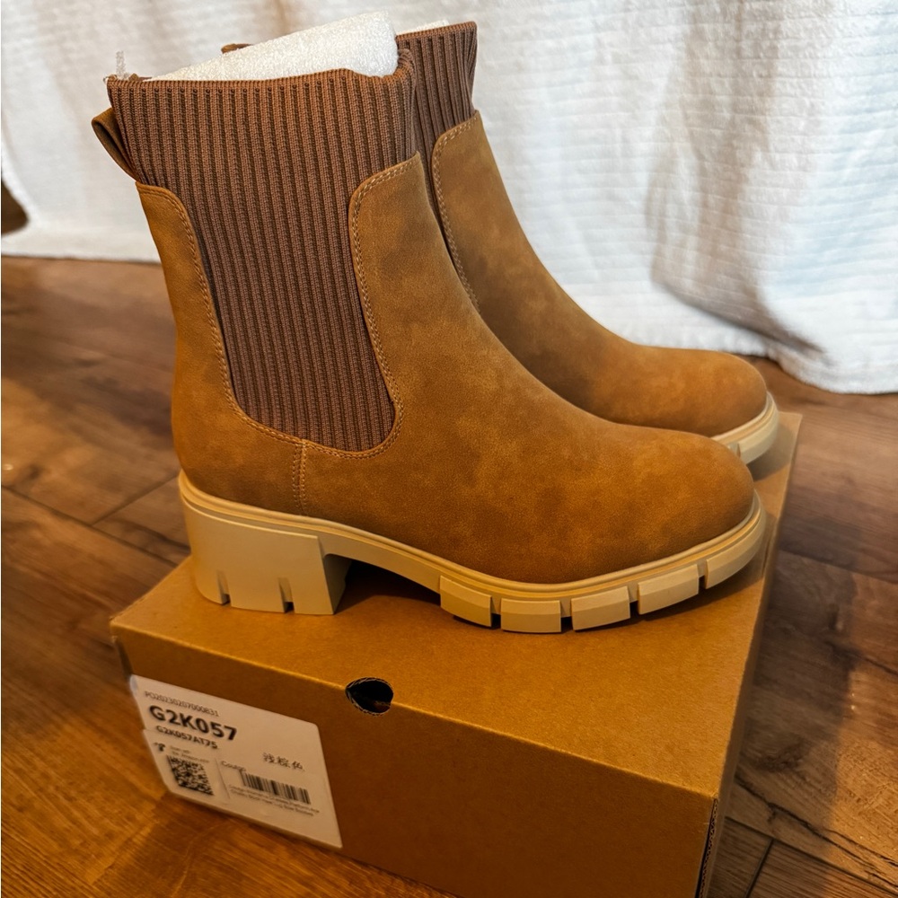 Brown Suede Ankle Boots Size 7.5